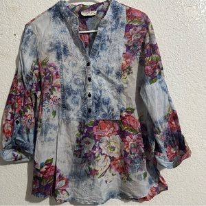 Vintage  goa floral long sleeve blouse size M
